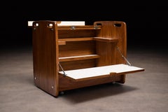 Freijó Wood Bar Cart with Chrome Wheels by Sergio Rodrigues, Brazil, 1960s