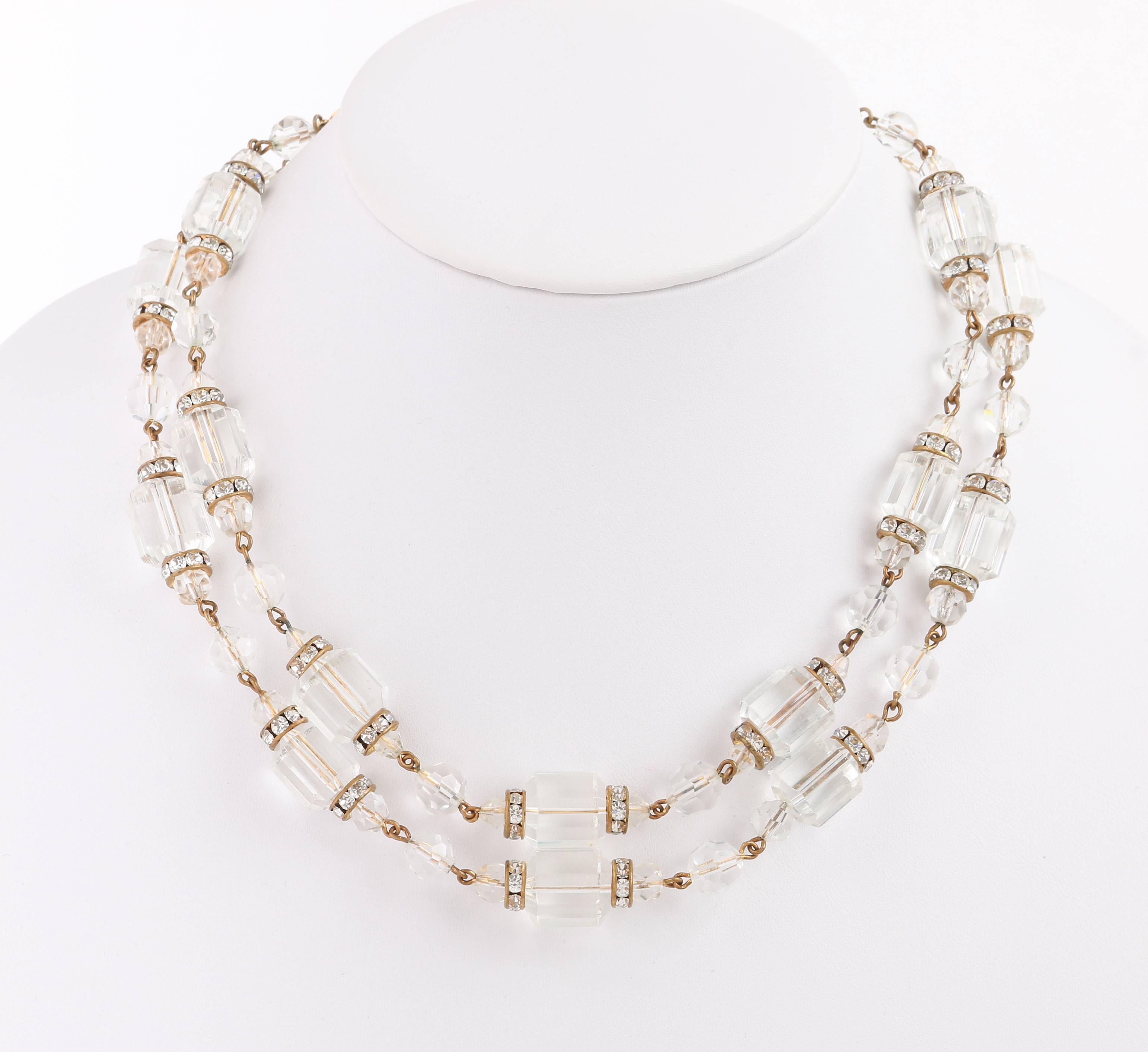 clear necklace clear bead necklace 60s crystal bead womens choker necklace