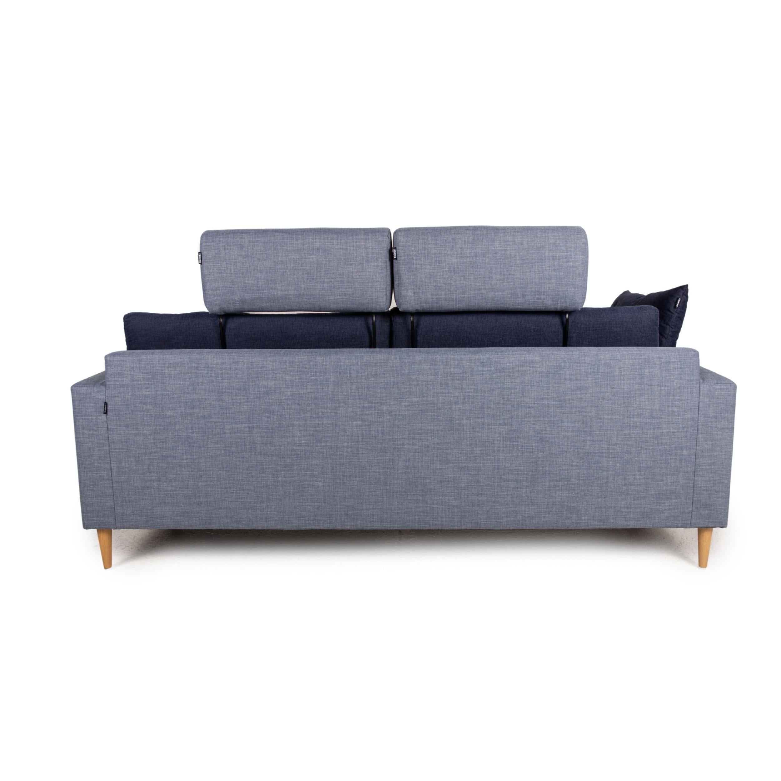 Contemporary Freistil Rolf Benz 162 Fabric Sofa Blue Three-Seater Blue For Sale