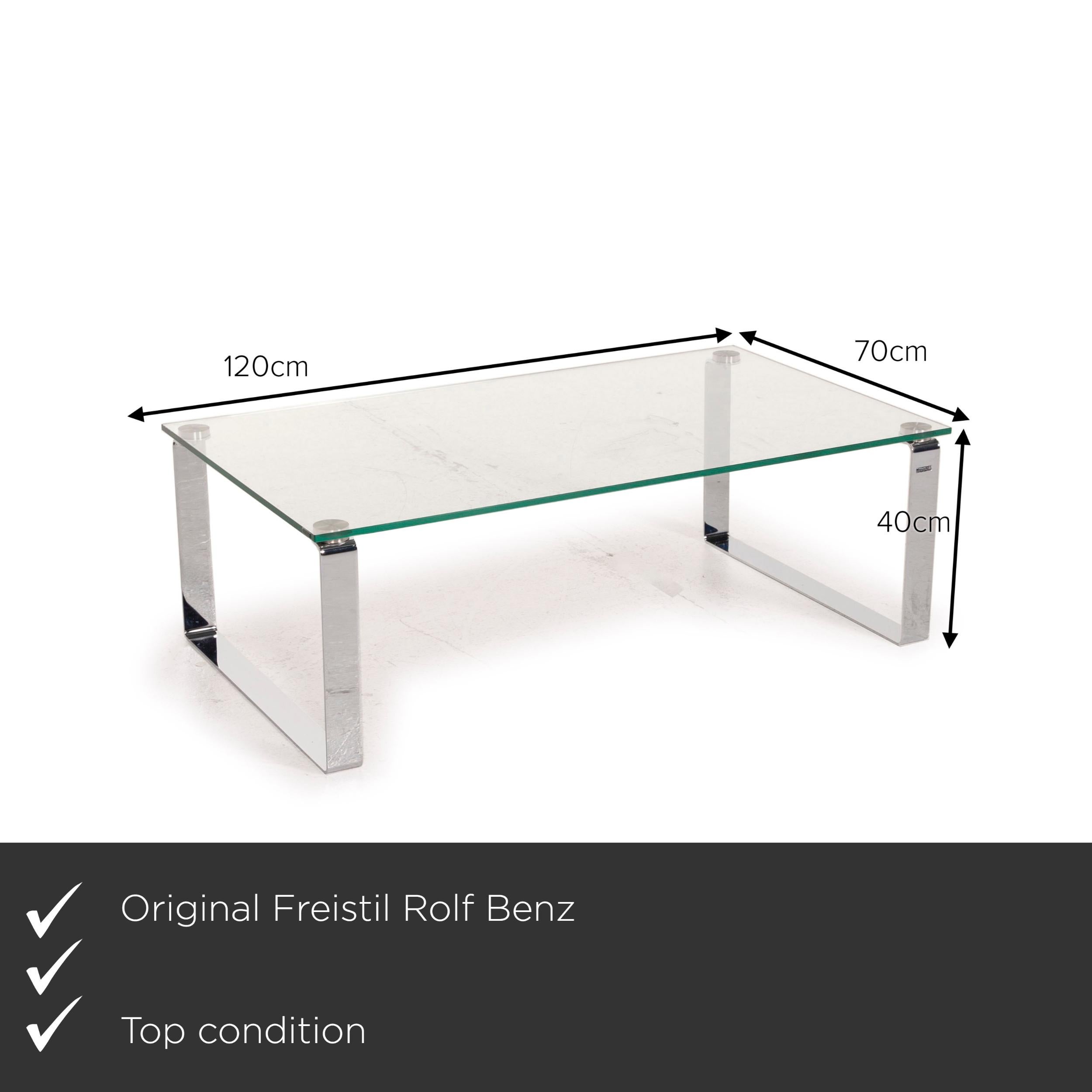 We present to you a Freistil Rolf Benz 191 glass table and coffee table chrome.

 

 Product measurements in centimeters:
 

Depth 70
Width 120
Height 40




 