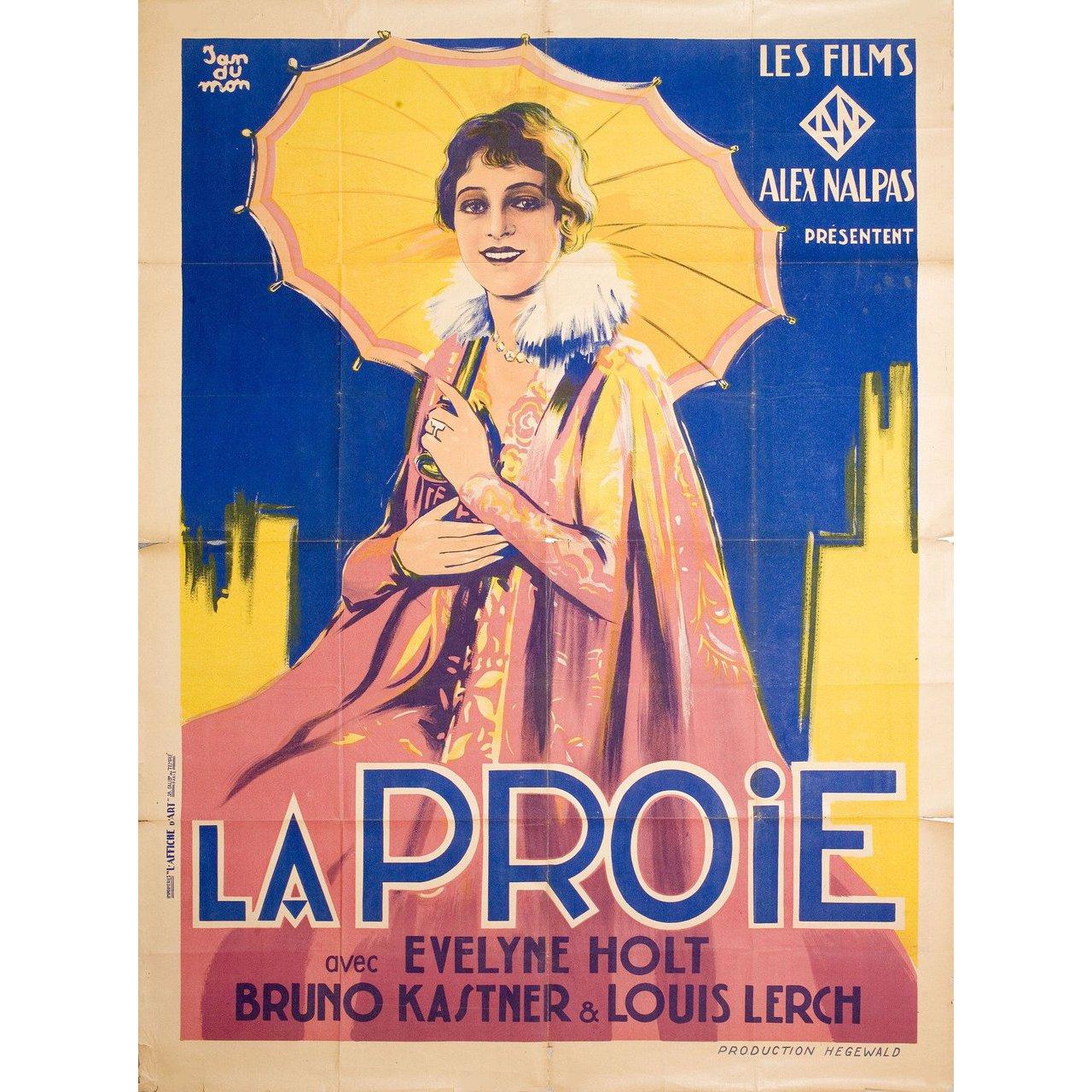 Original 1928 French Grande poster by Jan Du Mon for. Fair-good condition, folded. Many original posters were issued folded or were subsequently folded. Please note: the size is stated in inches and the actual size can vary by an inch or