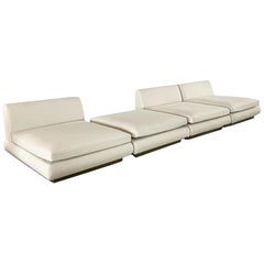 Freja Cream Leather and Brass Sectional Sofa Sectional by Atra