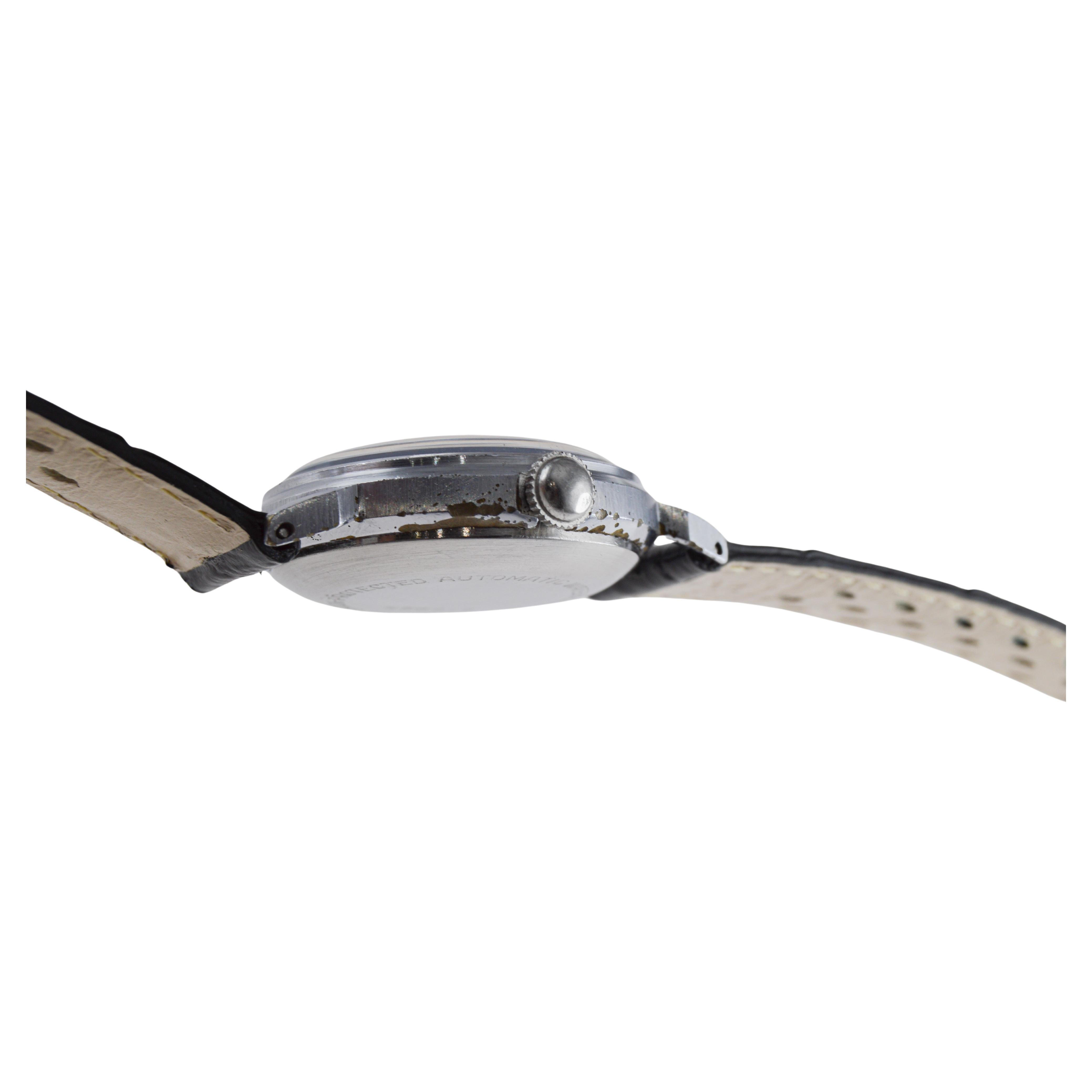 Reloj Fremes Steel Aquamatic Art Déco circa 1940's Bumper Model Esfera Original en venta 8