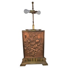 Lampe de bureau Frenc/canadienne en bronze et cuivre par Albert Gilles 