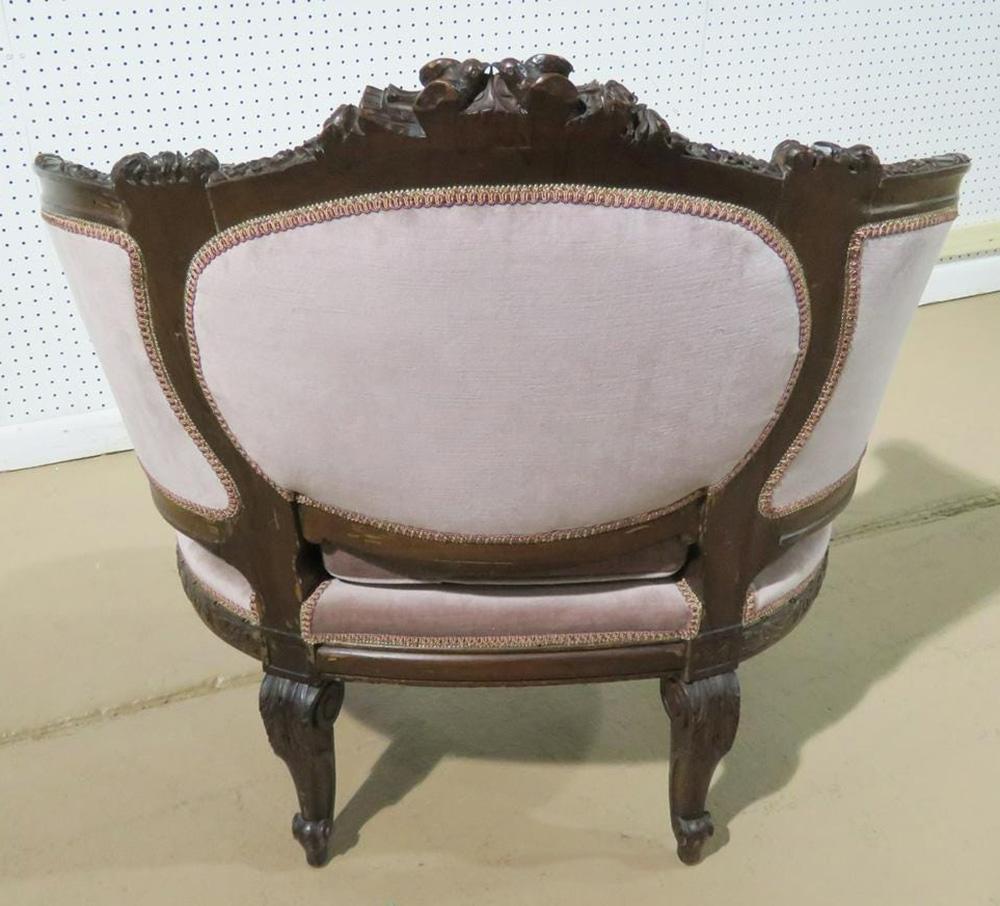 French Carved Walnut Louis XVI Style Canape Bergère Chair, Circa 1920 2