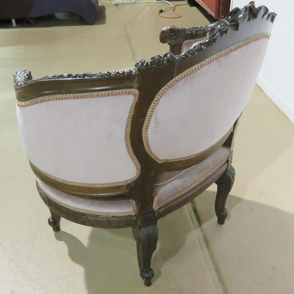 French Carved Walnut Louis XVI Style Canape Bergère Chair, Circa 1920 4