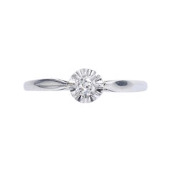 French 0.20 Carat Old Mine Cut Diamond on Platinum Solitaire Ring