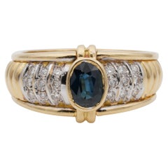 French 1.0 Carat Natural Sapphire .35 Carat Diamond Late Midcentury Unique Ring