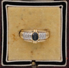 French 1.0 Carat Natural Sapphire .35 Carat Diamond Late Midcentury Unique Ring