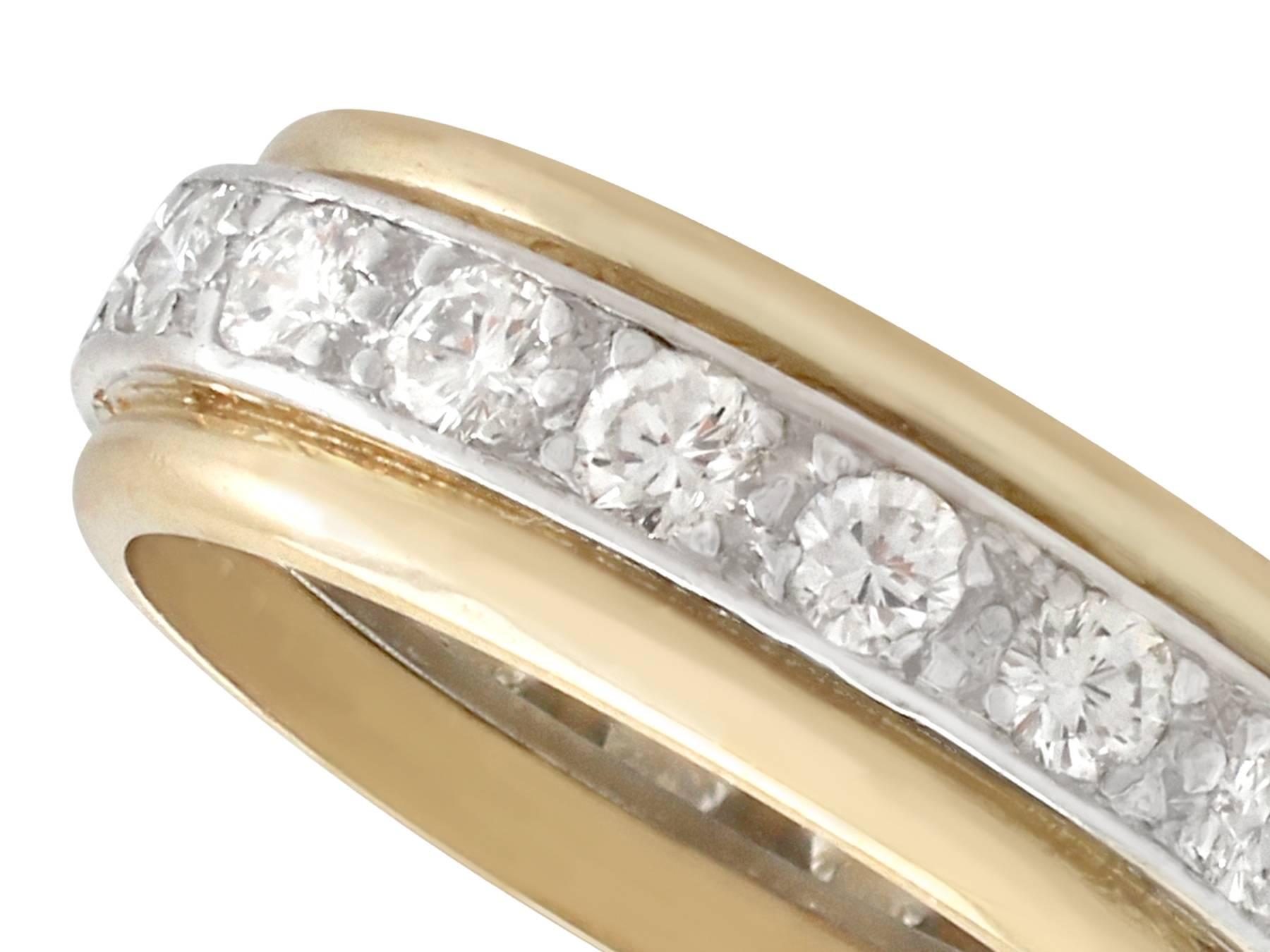 Round Cut French 1.00 Carat Diamond and Gold Platinum Set Eternity Ring- Size 5 3/8