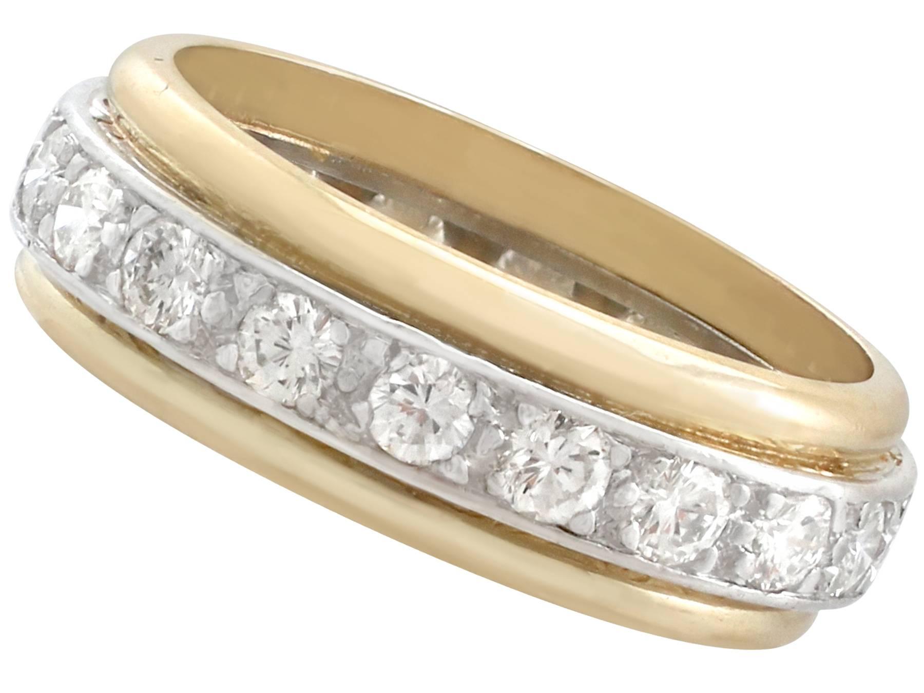 French 1.00 Carat Diamond and Gold Platinum Set Eternity Ring- Size 5 3/8 In Excellent Condition In Jesmond, Newcastle Upon Tyne