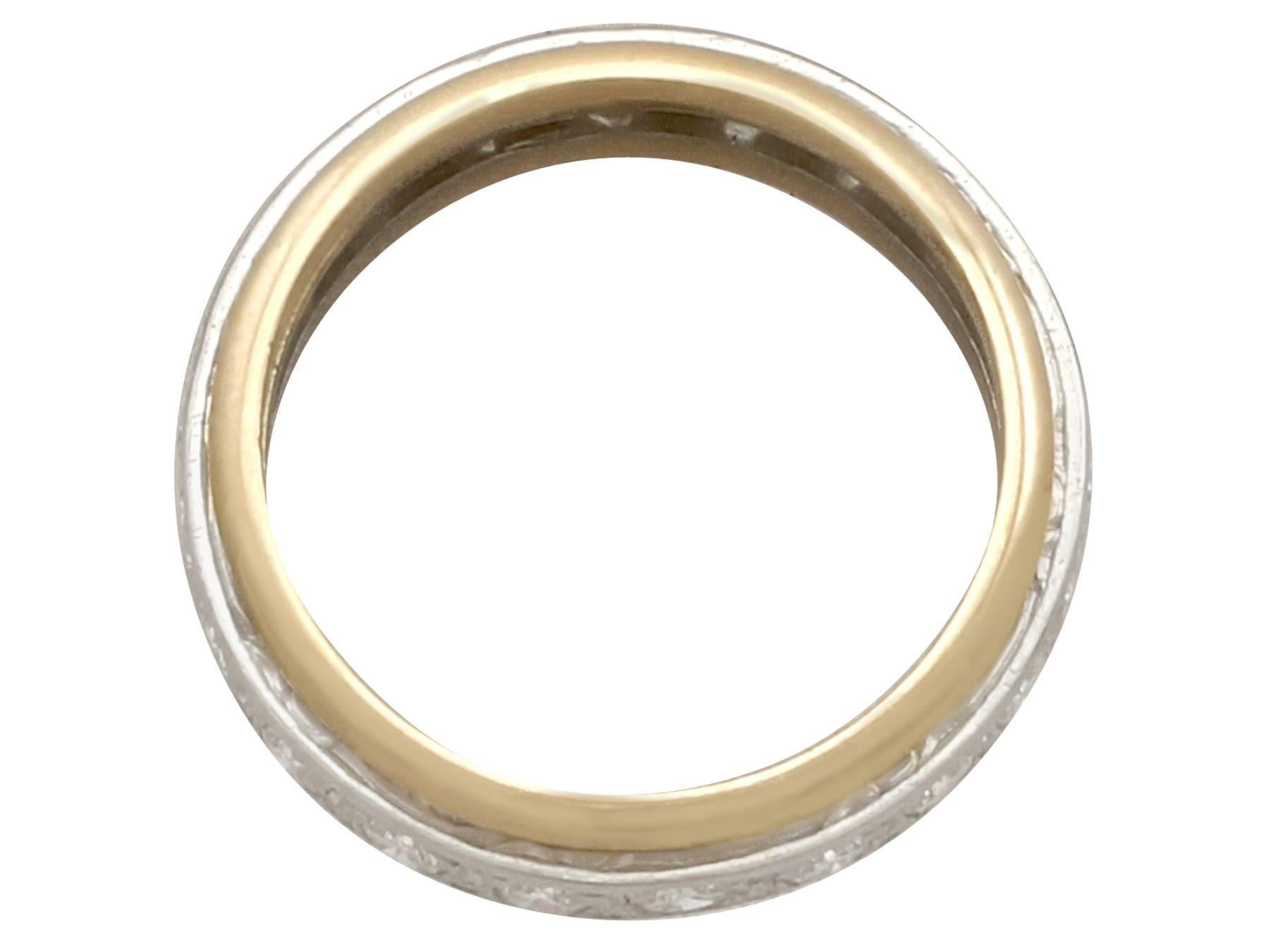 Women's French 1.00 Carat Diamond and Gold Platinum Set Eternity Ring- Size 5 3/8