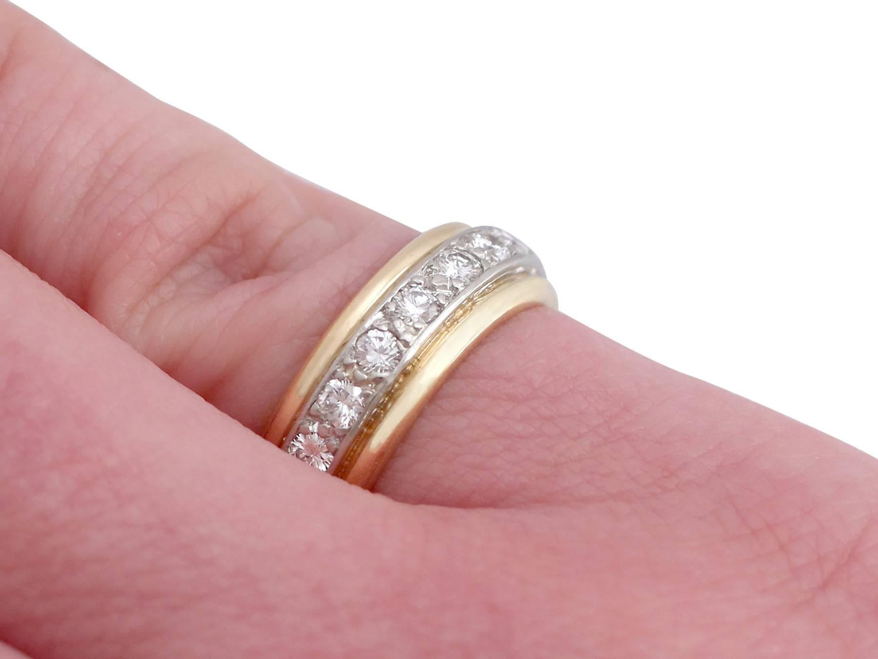 French 1.00 Carat Diamond and Gold Platinum Set Eternity Ring- Size 5 3/8 3