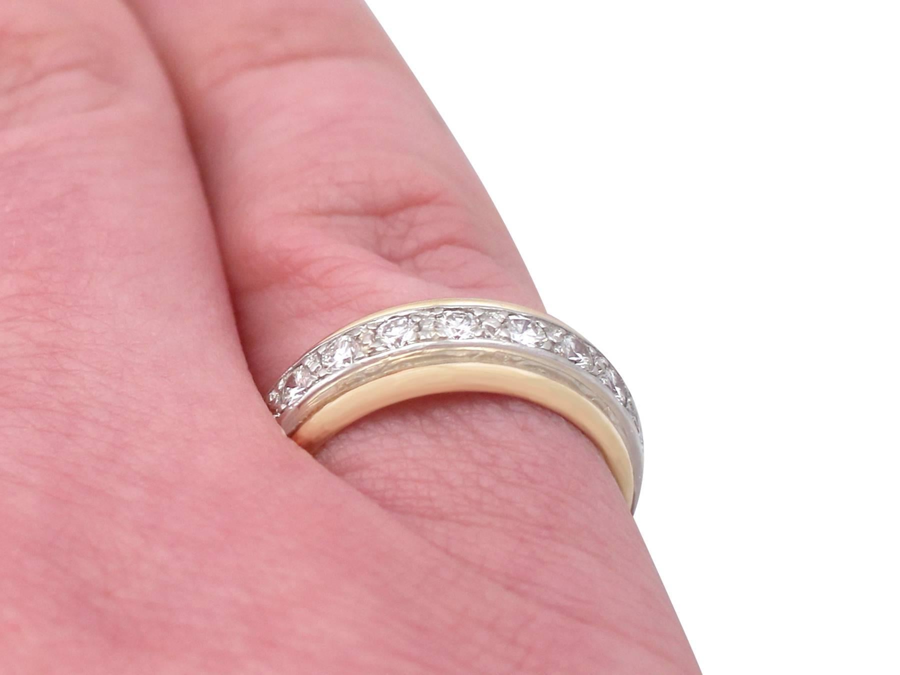 French 1.00 Carat Diamond and Gold Platinum Set Eternity Ring- Size 5 3/8 4