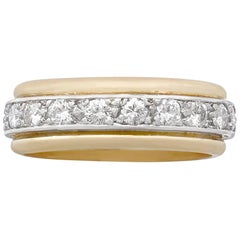 French 1.00 Carat Diamond and Gold Platinum Set Eternity Ring- Size 5 3/8