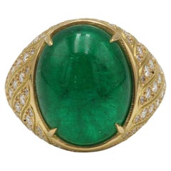 Französischer Ring aus 18-karätigem Gold mit einem kolumbianischen Smaragd von 11,91 Karat und Diamanten