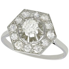 French 1.28 Carat Diamond and Platinum Cluster Ring, circa 1940