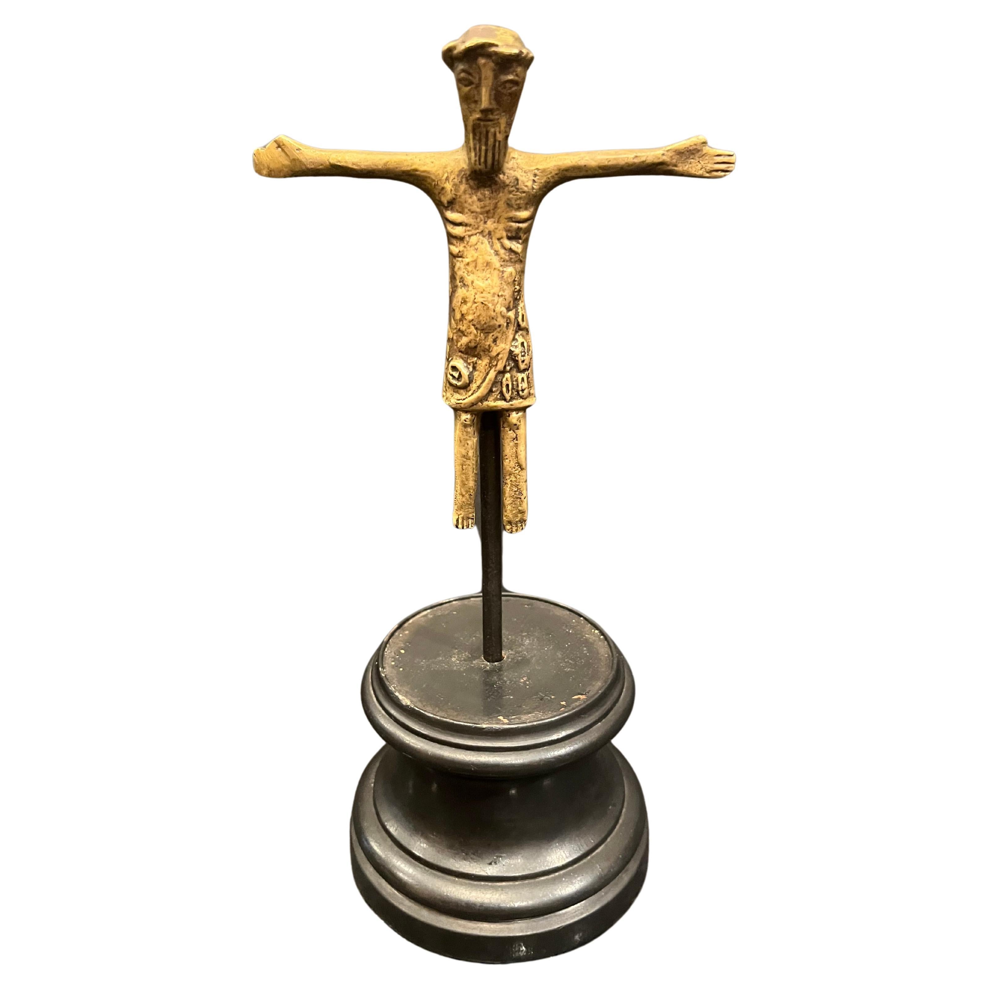 Medieval French 12th - 14th Century Bronze Corpus Christi Crucifix