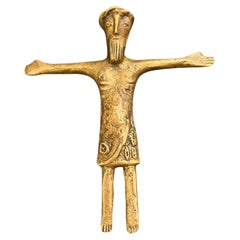 Used French 12th - 14th Century Bronze Corpus Christi Crucifix