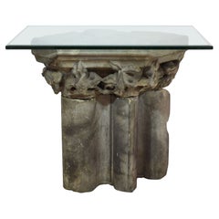French 13/14th Century Sandstone Gothic Column Fragments Table