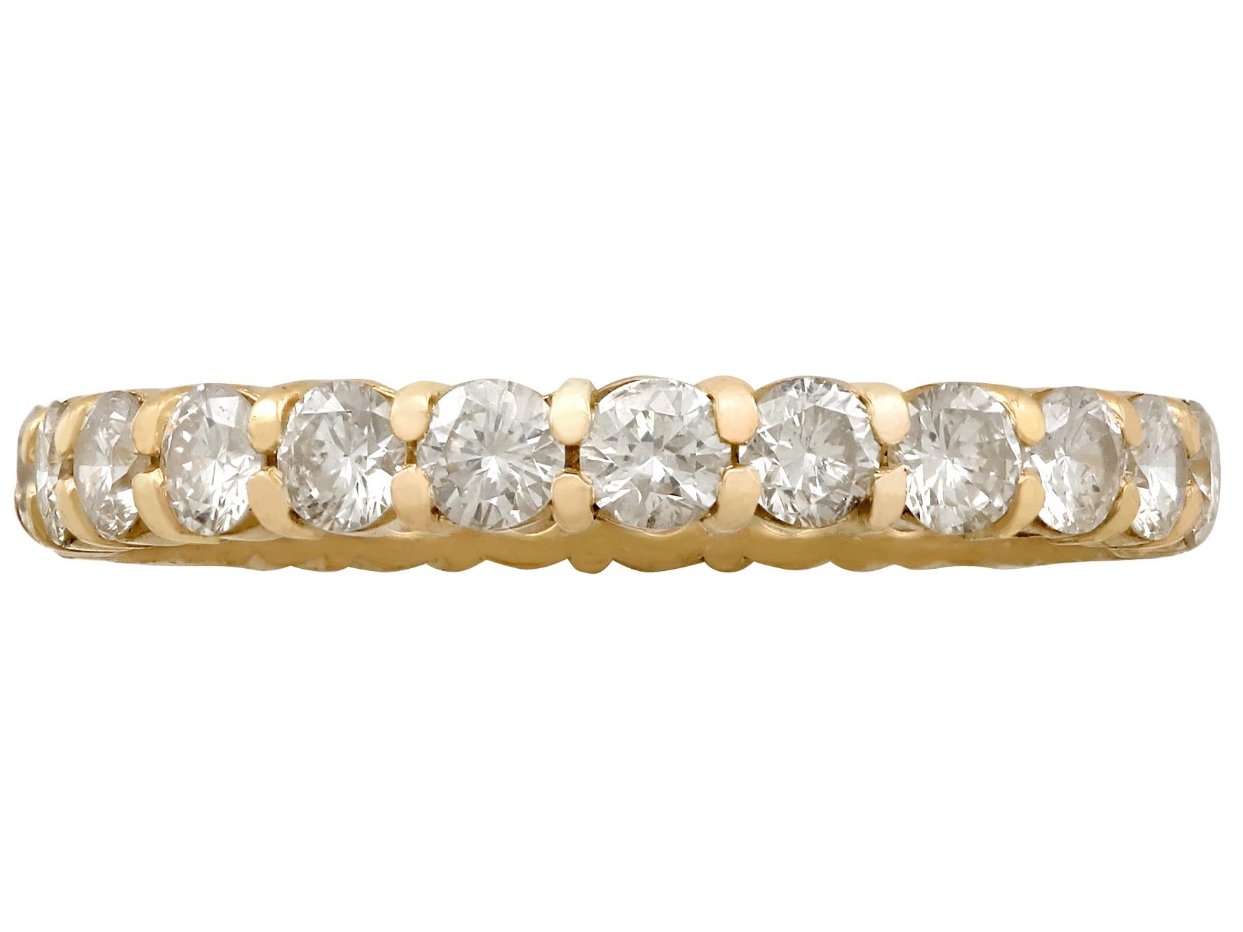 Round Cut French 1.32 Carat Diamond and Yellow Gold Full Eternity Ring