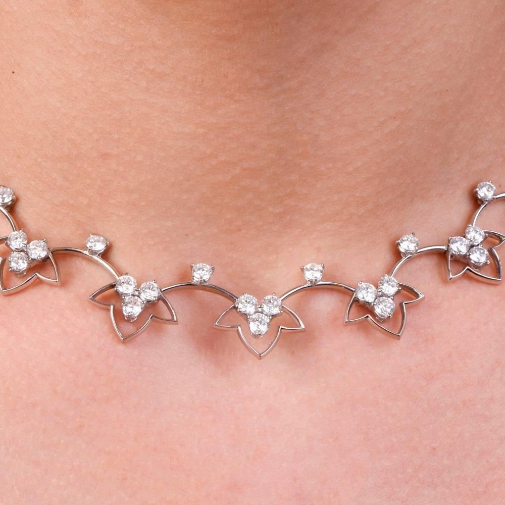 Französische 14,38 Karat Diamant Platin Choker Halskette (Art déco) im Angebot