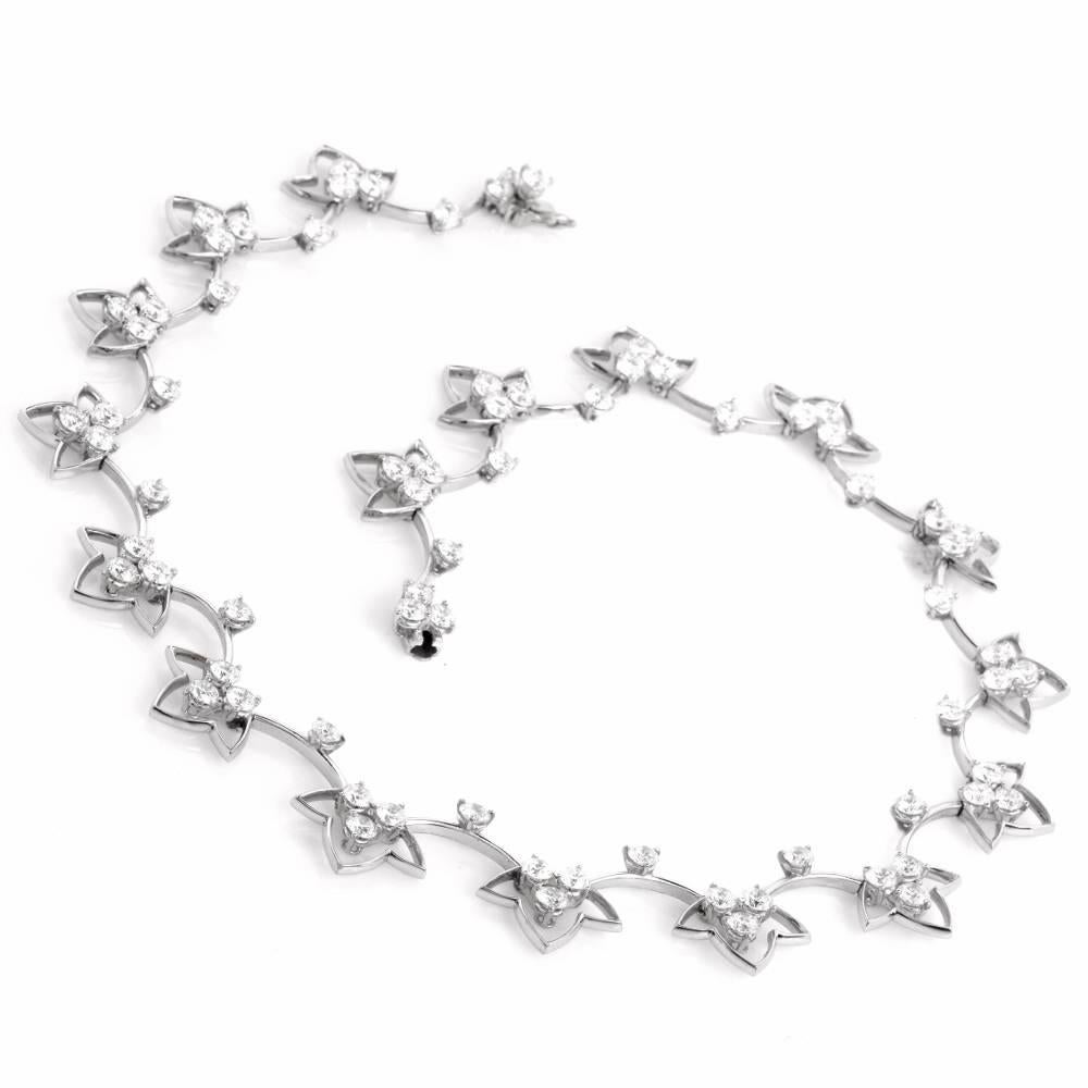 Französische 14,38 Karat Diamant Platin Choker Halskette (Französischer Schliff) im Angebot