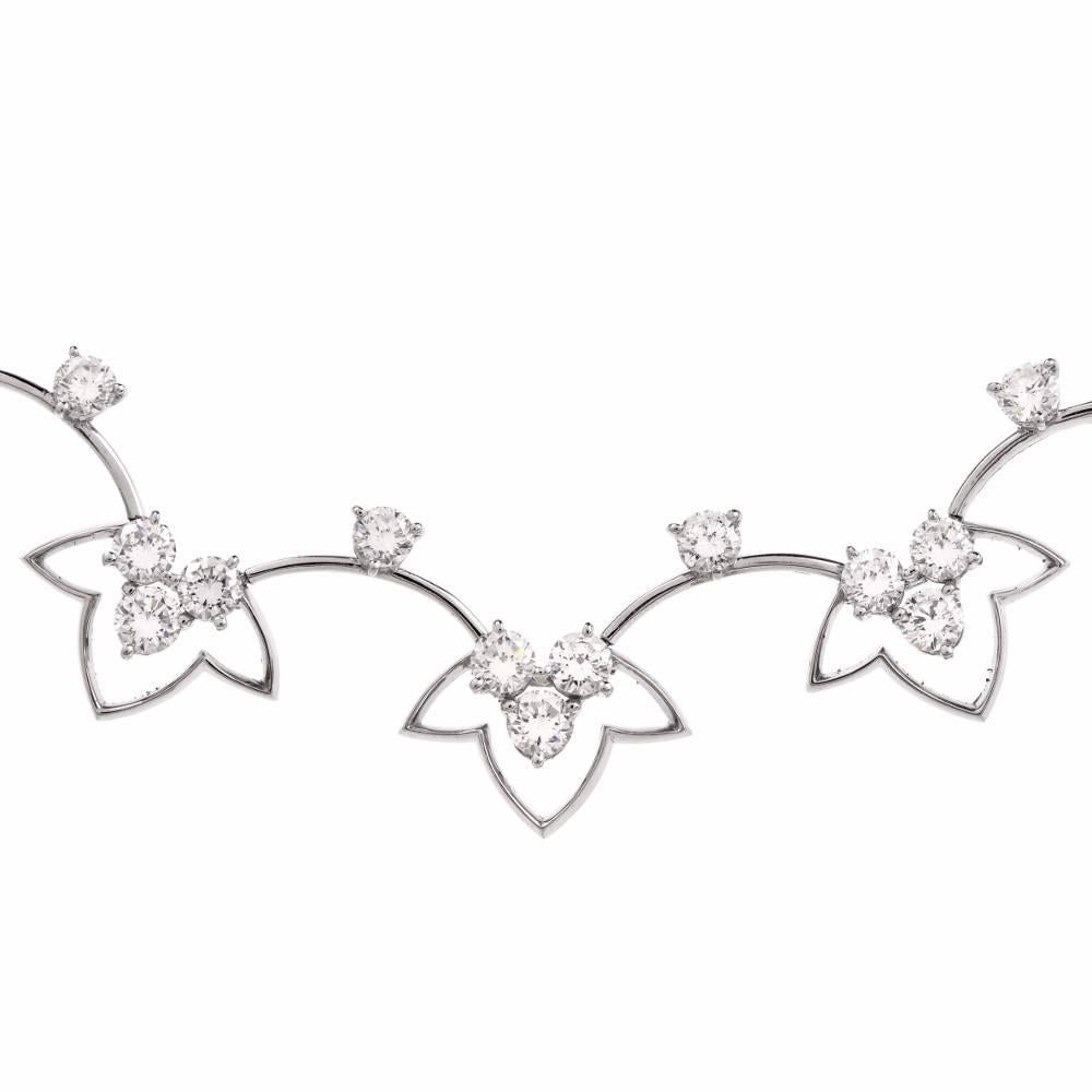 Französische 14,38 Karat Diamant Platin Choker Halskette im Angebot 2