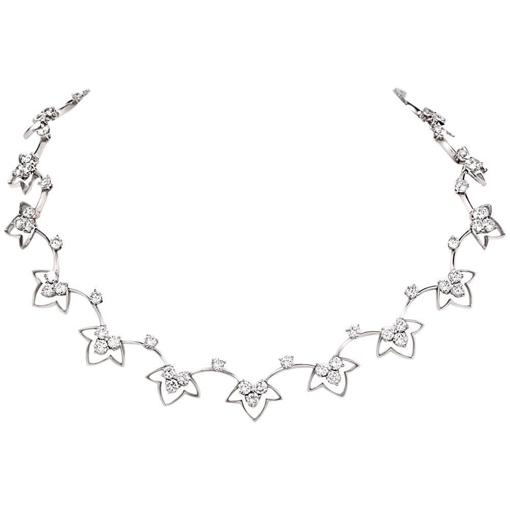 Französische 14,38 Karat Diamant Platin Choker Halskette im Angebot