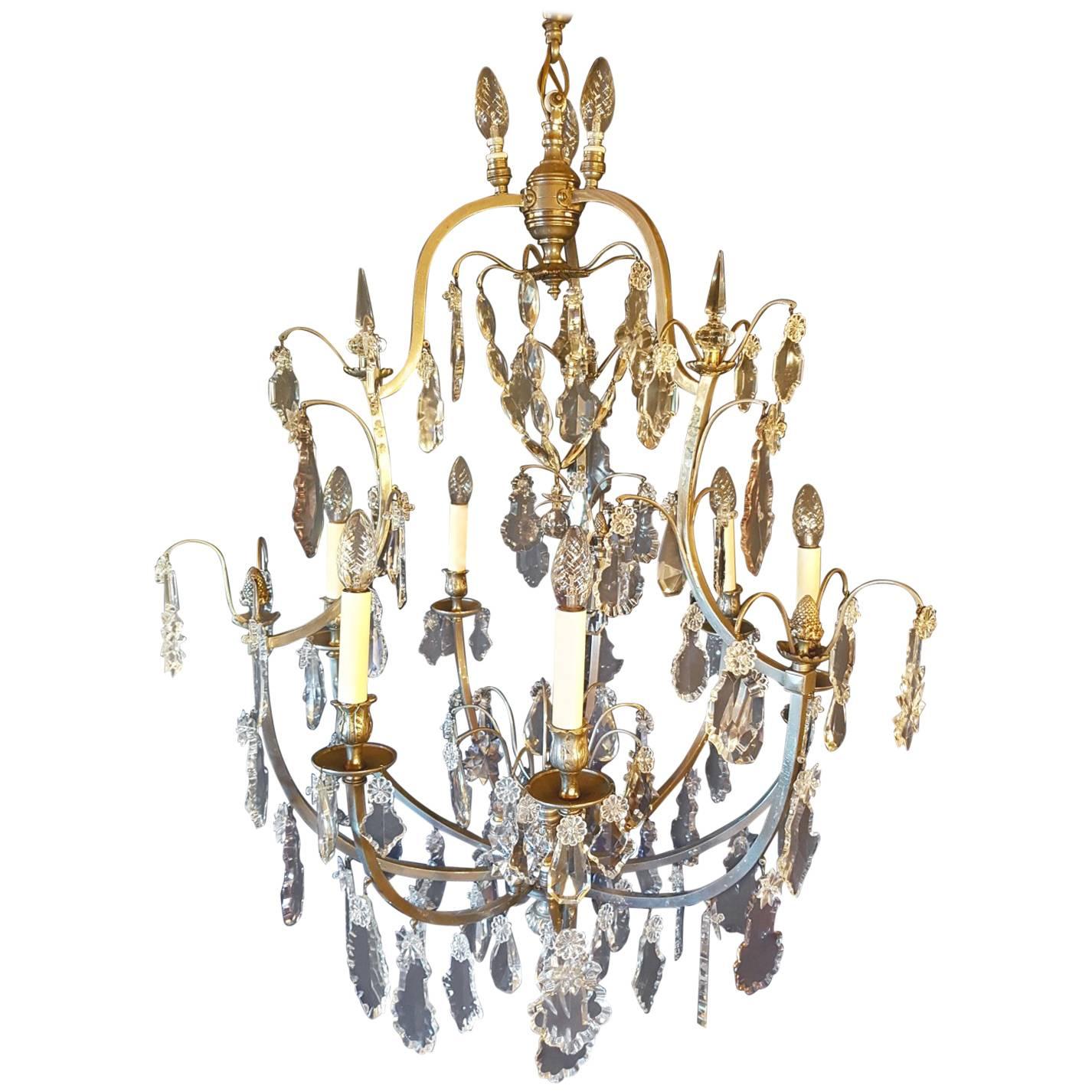 French 15-Light Chandelier in Silver Color For Sale