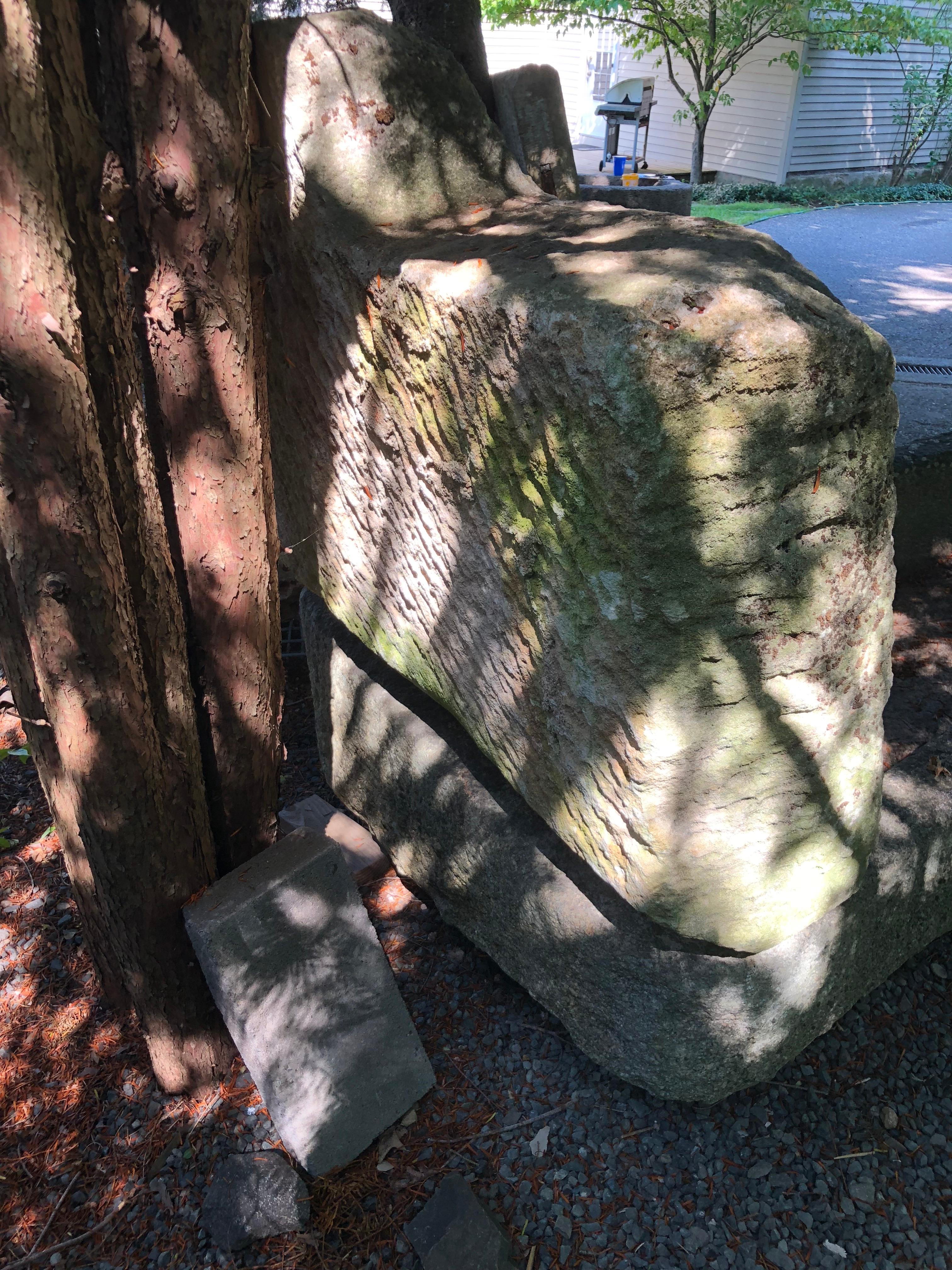 French 15th Century Hand-Carved Granite Trough with Fountain Backsplash 13