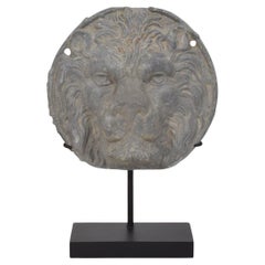 French 16/17th century lead lion head ornament circa 1650-1750
