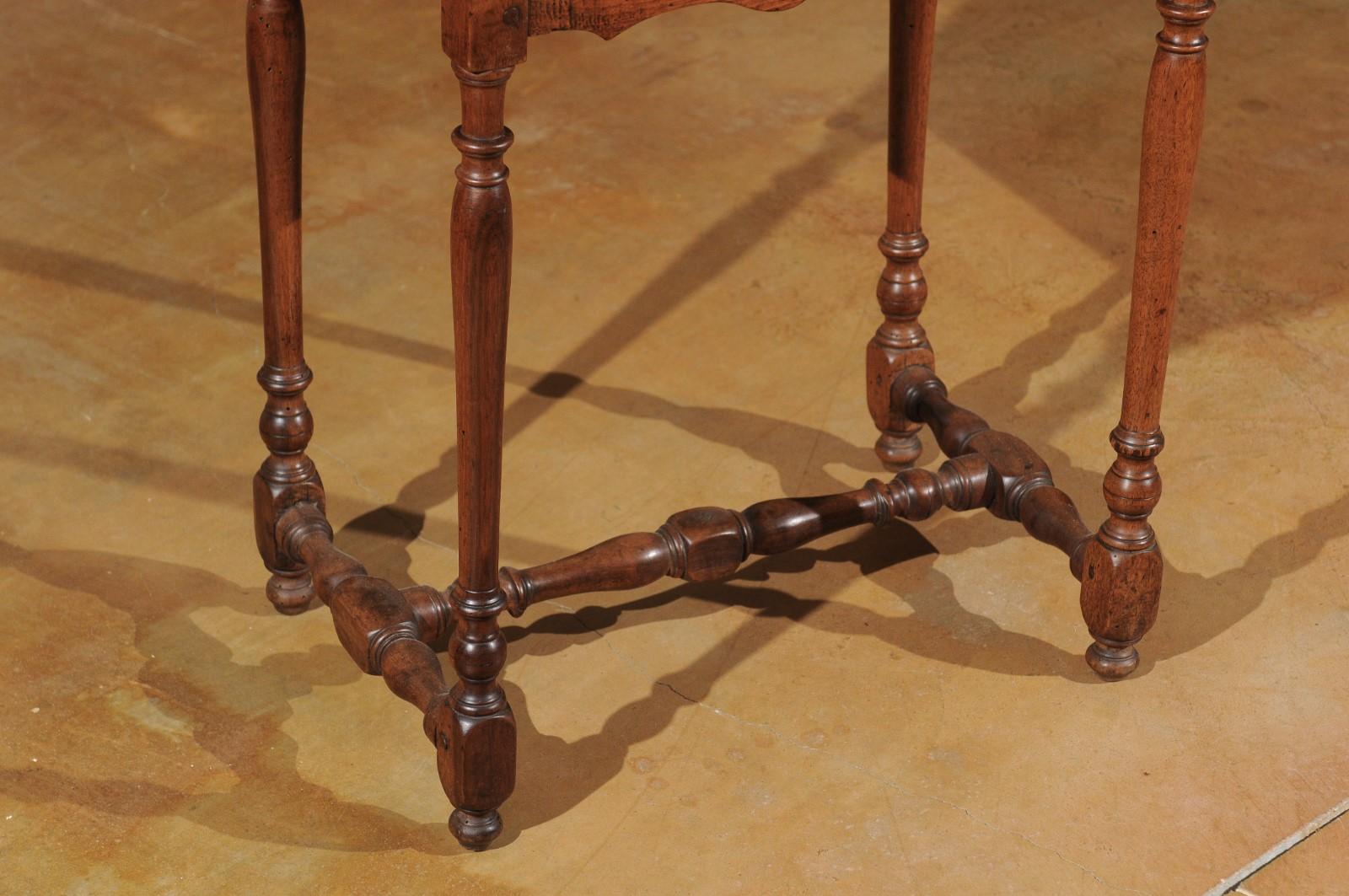 17th Century French 1680s Louis XIII Style Carthusian Walnut Side Table with Turned Legs