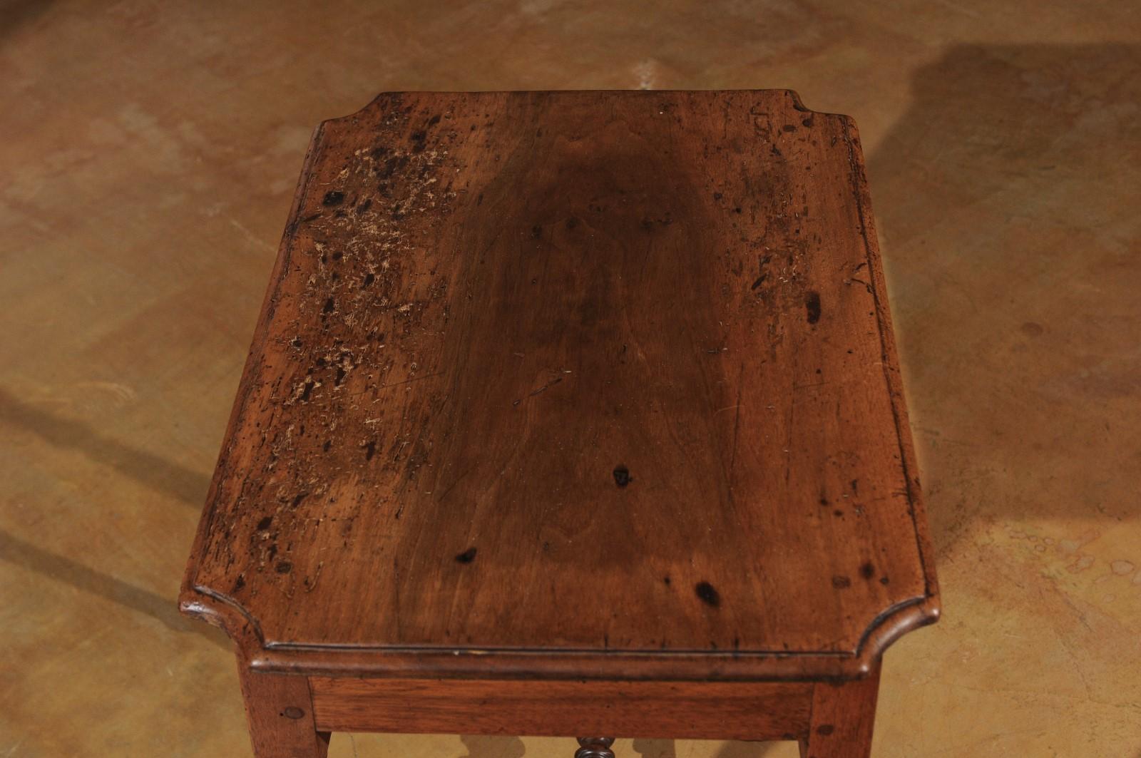 French 1680s Louis XIII Style Carthusian Walnut Side Table with Turned Legs 4