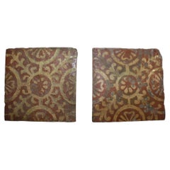 French 16th Century Terracotta Tiles, Antique Flooring, Circa 1570