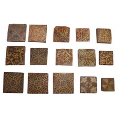 French 16th Century Terracotta Tiles, Antique Flooring, Circa 1570