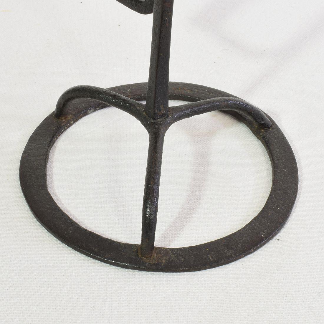 French, 17/ 18th Century Hand Forged Iron Candleholder For Sale 6