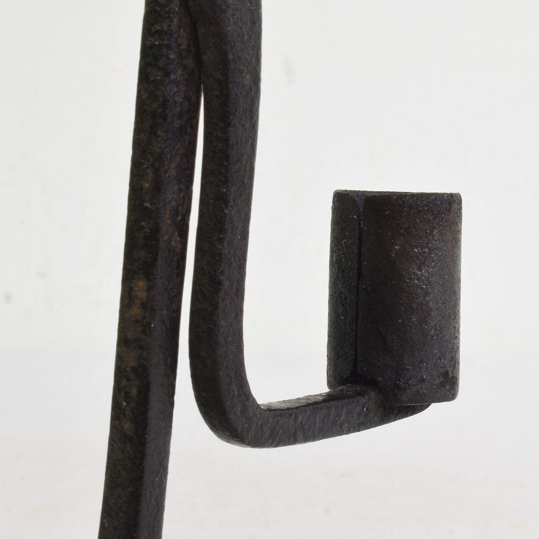 French, 17/ 18th Century Hand Forged Iron Candleholder For Sale 8