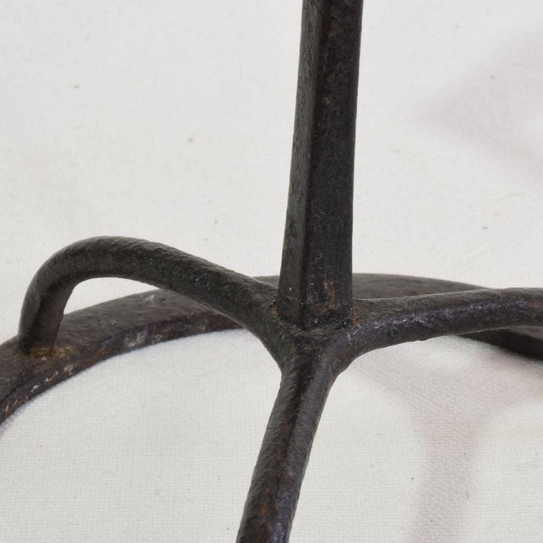 French, 17/ 18th Century Hand Forged Iron Candleholder For Sale 10