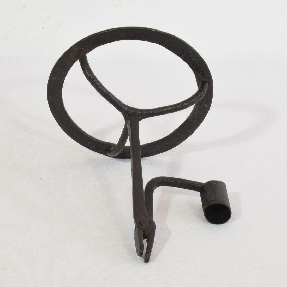 French, 17/ 18th Century Hand Forged Iron Candleholder For Sale 14
