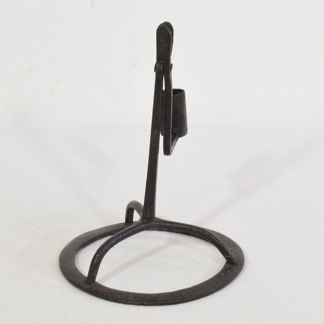 French, 17/ 18th Century Hand Forged Iron Candleholder For Sale 3