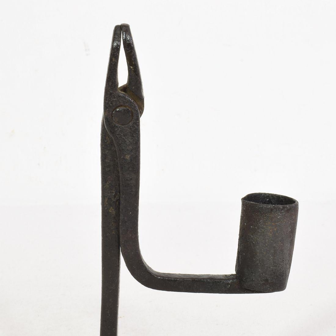 French, 17/ 18th Century Hand Forged Iron Candleholder For Sale 3