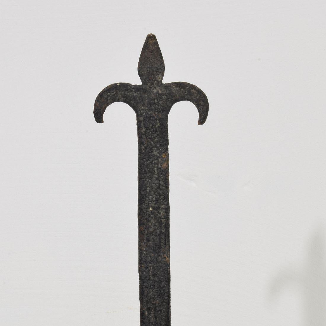 French, 17/18th Century, Hand Forged Iron Village Cross For Sale 9