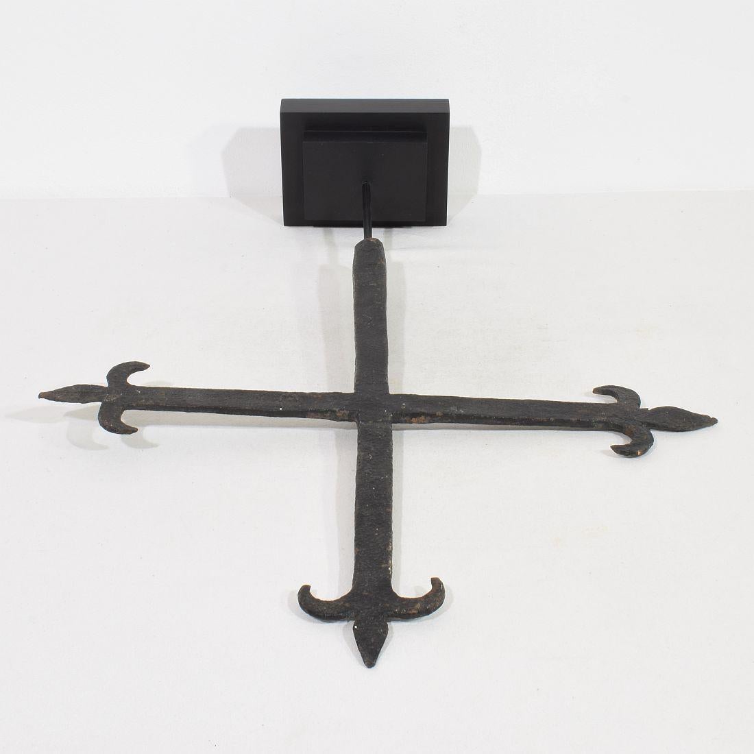 French, 17/18th Century, Hand Forged Iron Village Cross For Sale 14