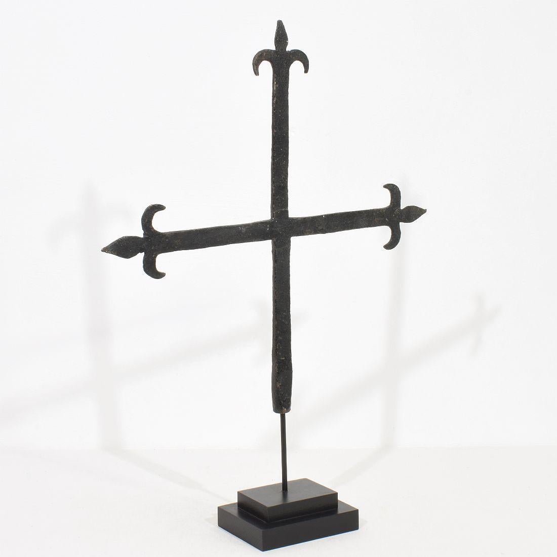 French Provincial French, 17/18th Century, Hand Forged Iron Village Cross For Sale