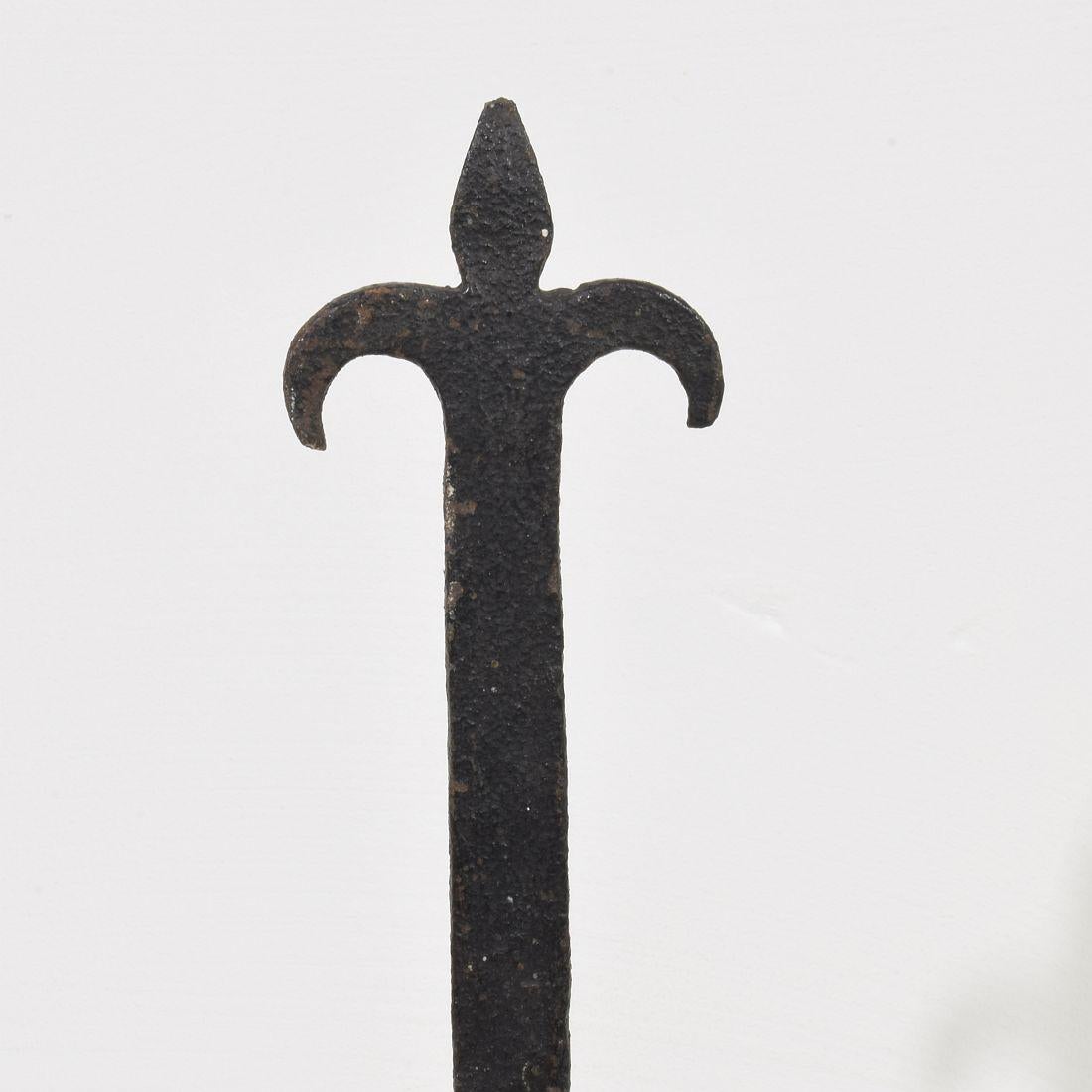 French, 17/18th Century, Hand Forged Iron Village Cross For Sale 3