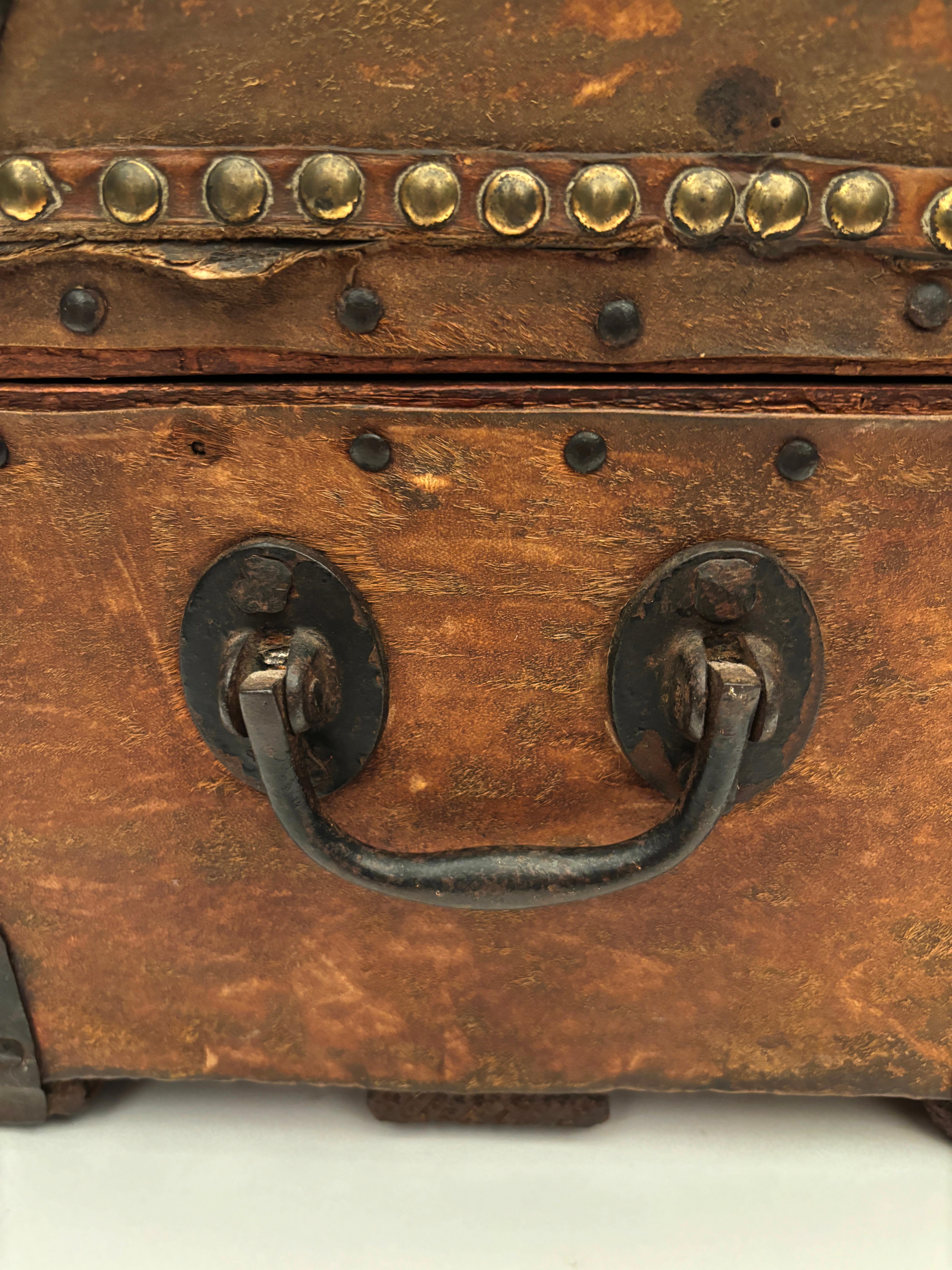 French 1700's Stage Coach Messenger Box with Horse Hair and Iron For Sale 5