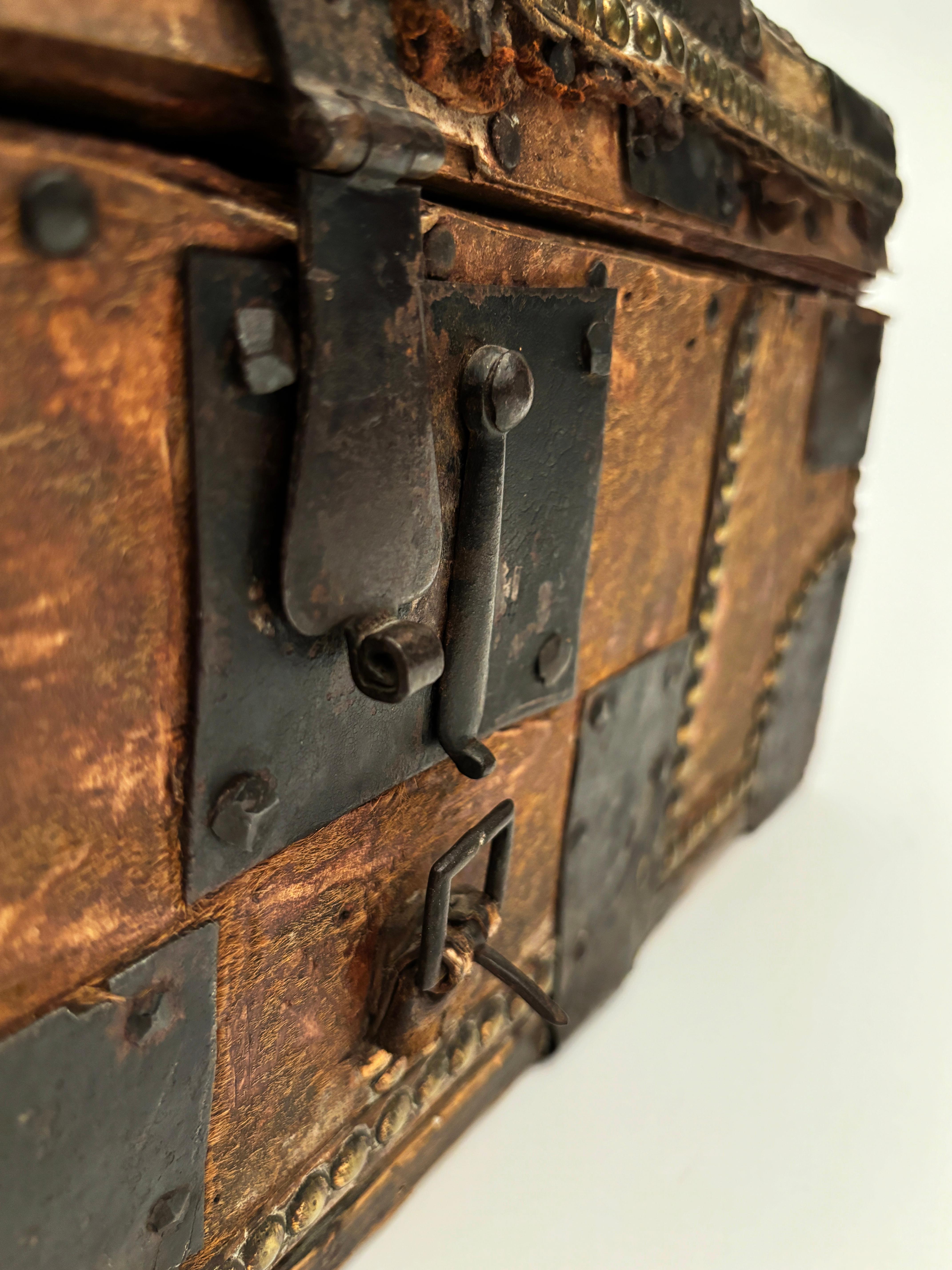 French 1700's Stage Coach Messenger Box with Horse Hair and Iron For Sale 13