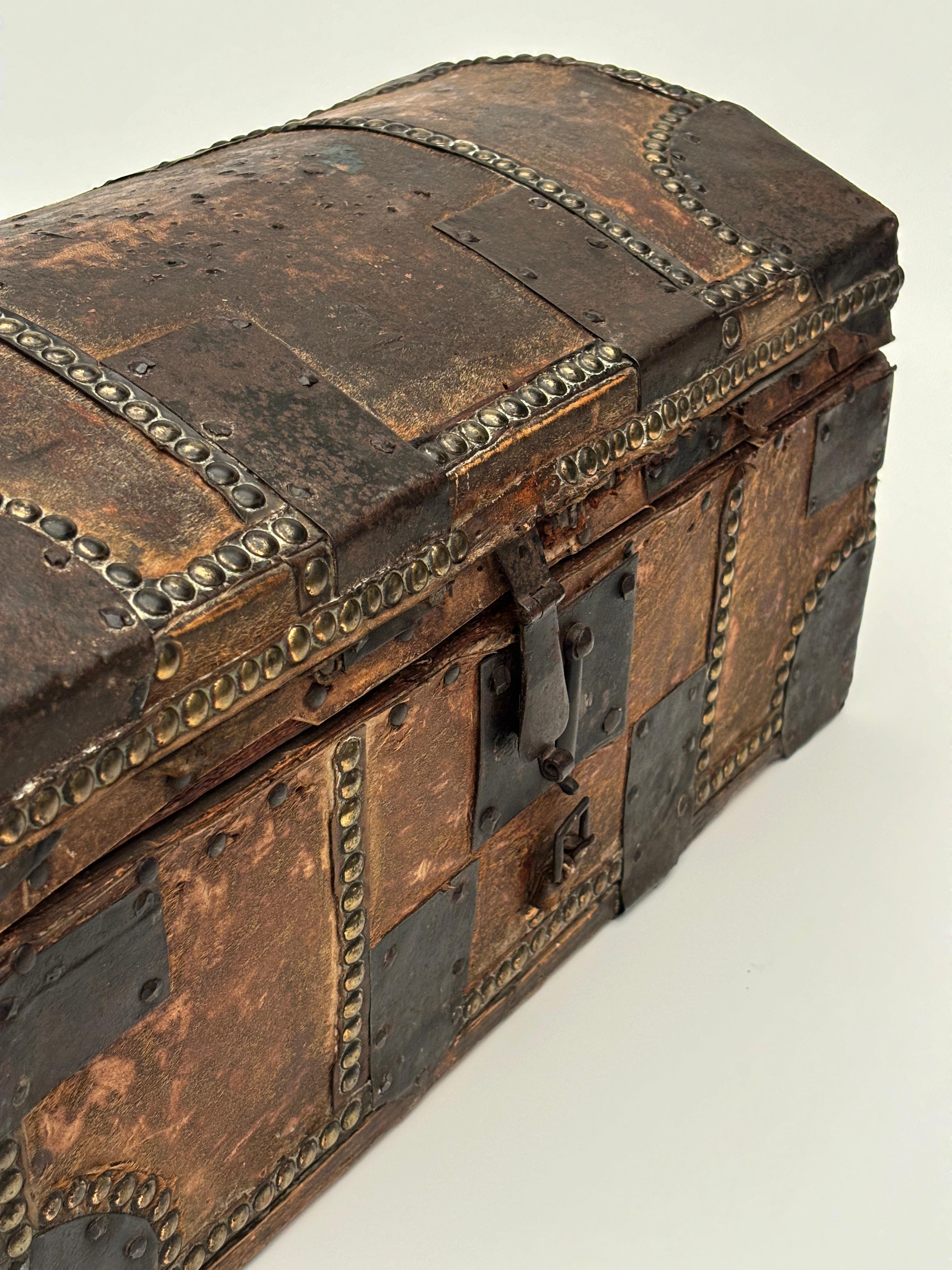 18th Century French 1700's Stage Coach Messenger Box with Horse Hair and Iron For Sale