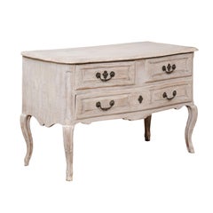French 1730s Régence Period Painted Elm Three-Drawer Commode with Cabriole Leg